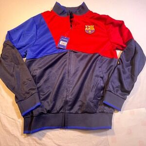 FC Barcelona Track Jacket Full Zip Red Blue Navy Youth Medium NWT